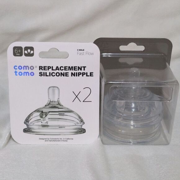 Comotomo 3 Hole Fast Flow Replacement Silicone Nipples 1-2 pack Sealed Package - Picture 1 of 5